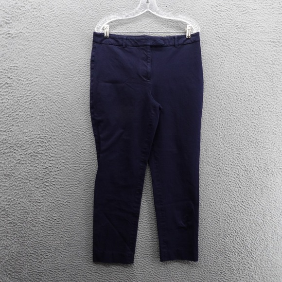 Talbots High Waist Straight Leg Crop Pants 12P Blue Career Casual Stretch Cotton - Picture 1 of 15